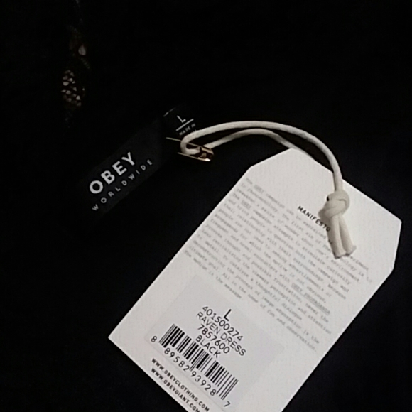 NWT Obey Black Raven Lace Dress US Size Large - Picture 6 of 7